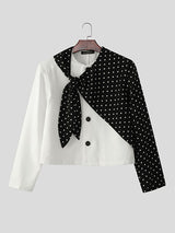 Men's Polka Dot Print Long Sleeve Blazer SKUL25786