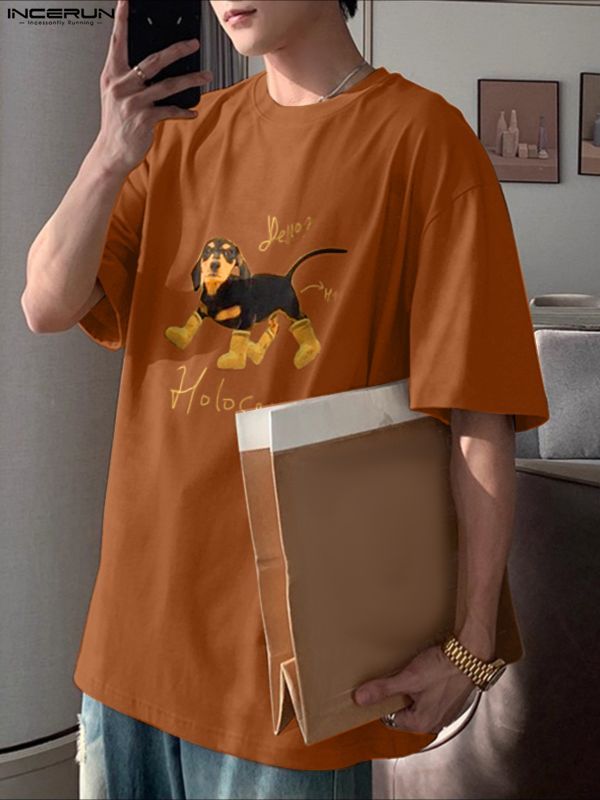 Men's Dog Print Short Sleeve T-Shirt SKUL38868