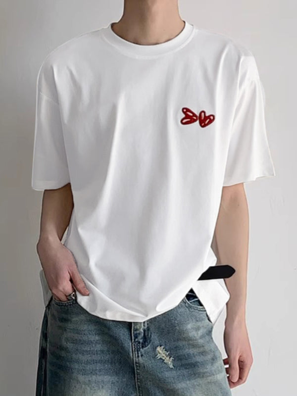 Mens Heart Letter Print Short Sleeve T-Shirt SKUL15082