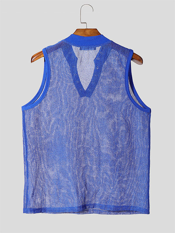 Mens Sheer Mesh Hollow-Out Casual Tank SKUL10588