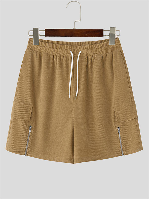 Mens Corduroy Zipper Casual Short SKUL18727