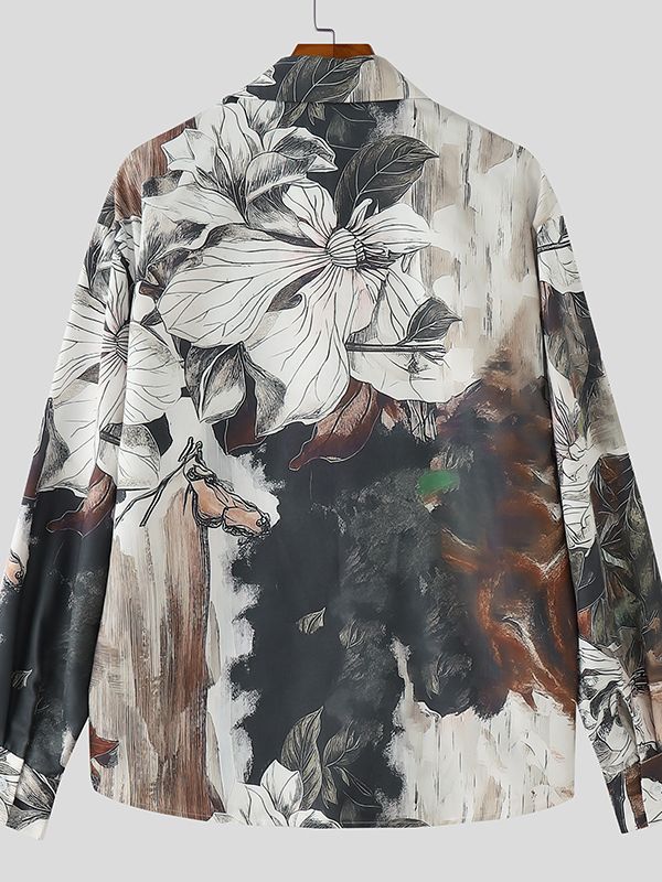 Men's Floral Print Long Sleeve Shirt SKUL47583