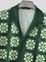 Mens Windowpane Pattern Patchwork Short Sleeve Shirt SKUL15604