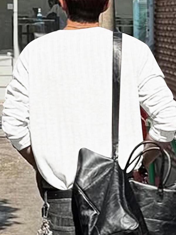 Mens Textured Ribbed Long-Sleeve T-Shirt SKUL01326