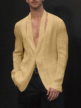 Mens Hollow Out Solid Color Long Sleeve Blazer SKUK84568