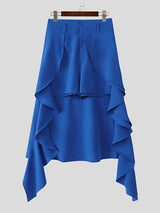 Mens Solid Color Ruched Ruffle Short SKUL09553