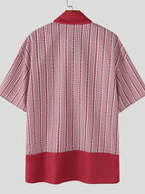 Men's Cartoon Print Plaid Short Sleeve Shirt SKUL50069