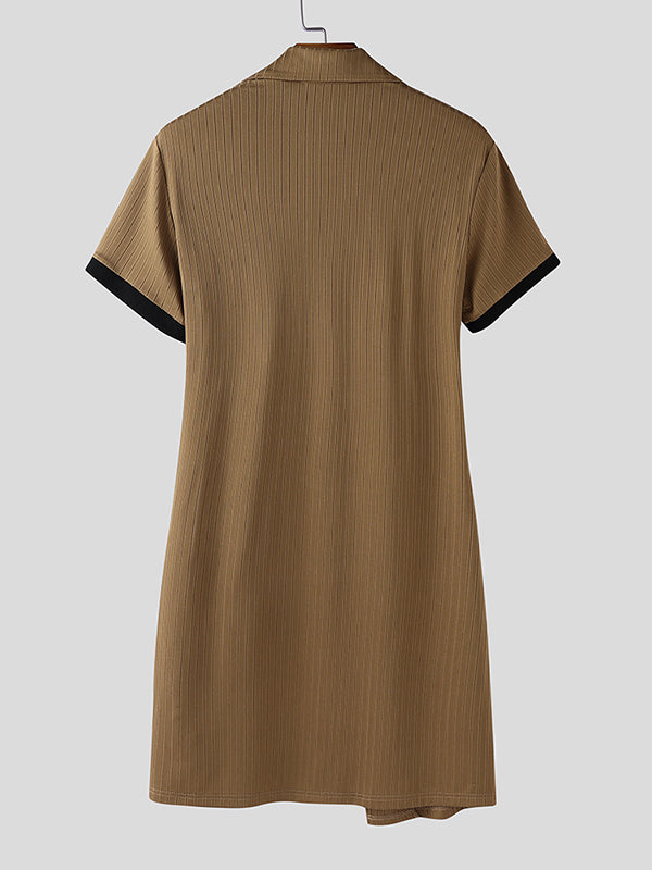 Men's Knit Hollow Out Irregular Short Sleeve Cardigan SKUL25767