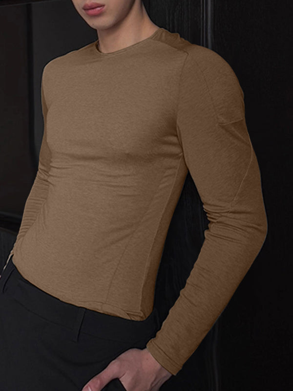 Men's Solid Knit Base Layer Long Sleeve T-Shirt SKUL23683