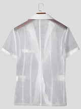 Mens Sheer Striped Short Sleeve Blazer SKUL03124