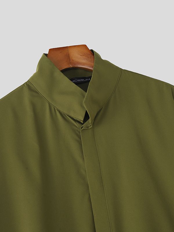 Men's Solid Color Mock Neck Half Sleeve Shirt SKUL41066