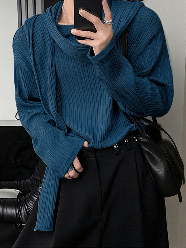 Men's Shawl Tie Knit Long Sleeve T-Shirt SKUL31746