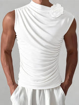 Men's 3D Floral Patchwork Pleated Knit Tank SKUL48644