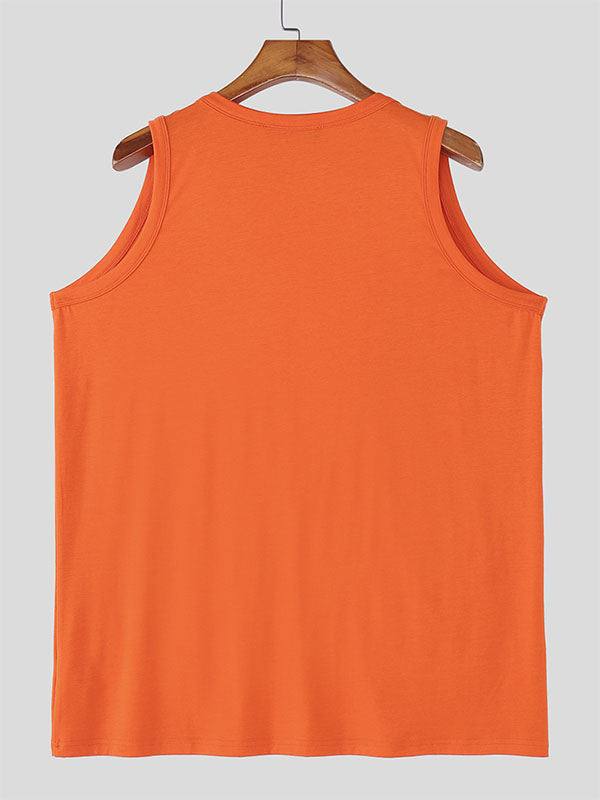 Men's Solid Color Deep U-Neck Tank SKUL19799