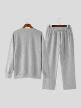 Mens Rib-Knit Casual Two Pieces Outfits SKUK33397