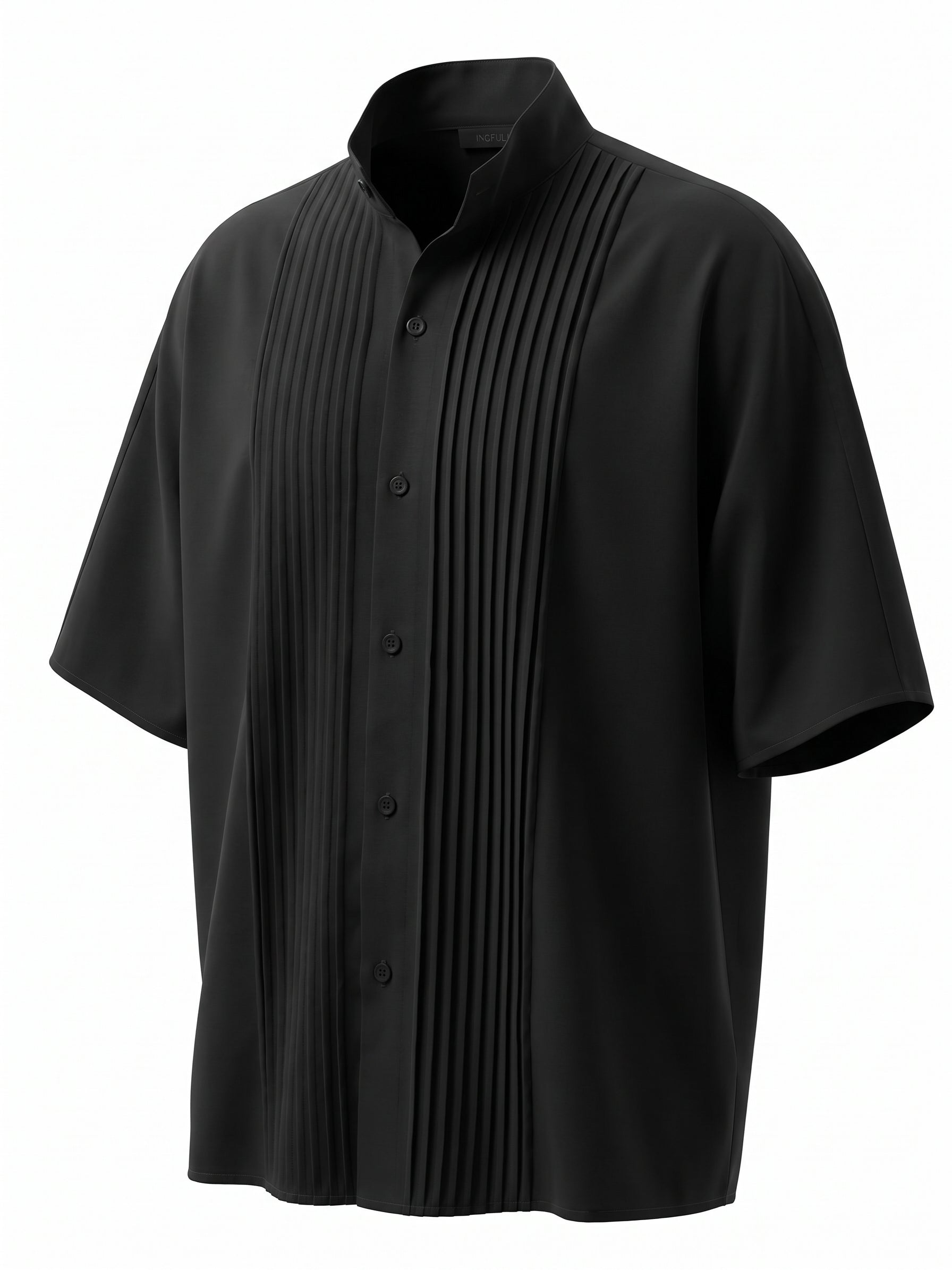 Men's Avant-Garde Accordion-Pleated Batwing Shirt SKUL50543