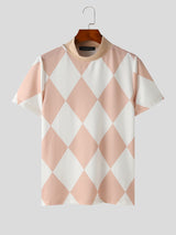 Mens Argyle Pattern Short Sleeve Knit T-shirt SKUJ92144