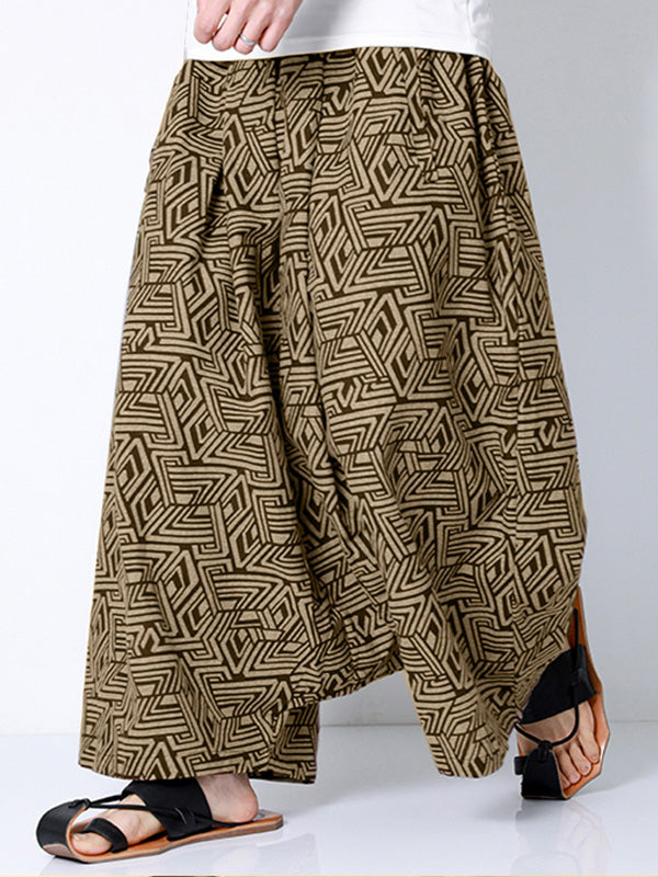 Mens Ethnic Geometric Print Drop Crotch Pants SKUK32764