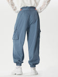 Mens Solid Elastic Cuff Cargo Pants With Belt SKUK46366
