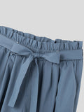 Mens Solid Elastic Cuff Cargo Pants With Belt SKUK46366