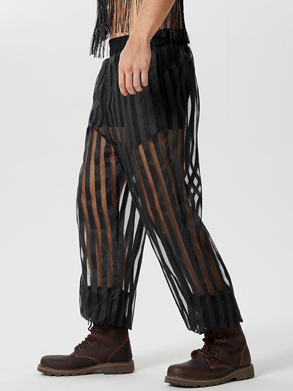 Mens Striped Mesh See through Pants SKUK48902