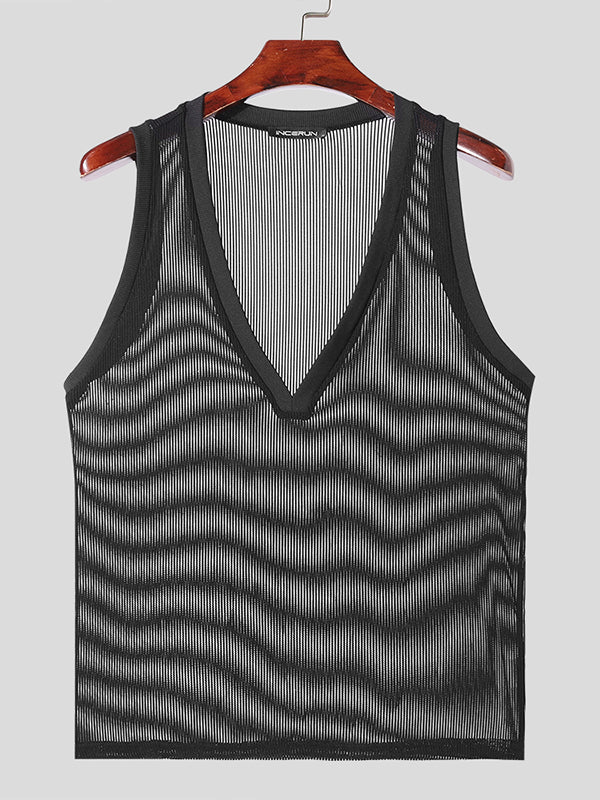 Mens Hollow See Through Knit Sleeveless Vest SKUK52272