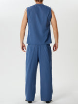 Mens Asymmetrical Front Sleeveless Two-Piece Suits SKUK58611