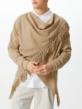 Mens Knitted Fringe Cowl Neck Long Sleeve Cardigan SKUK79210