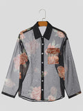 Mens Floral Print See Through Casual Shirt SKUK55944
