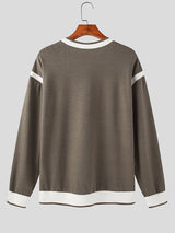 Mens Contrast Patchwork Knit Long Sleeve T-Shirt SKUJ99730