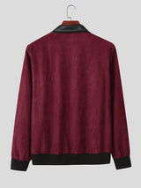 Men's Contrast Color Leather Long Sleeve Jacket SKUL40158