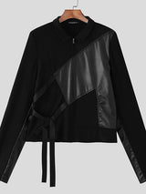 Men's Sheer Mesh Patchwork Zipper Lapel Shirt SKUL50146