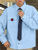 Men's Striped Tie Casual Long Sleeve Shirt SKUL31824