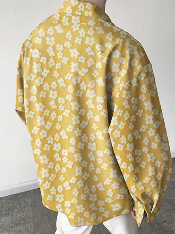 Men's Jacquard Texture Double Breasted Long Sleeve Blazer SKUL25809