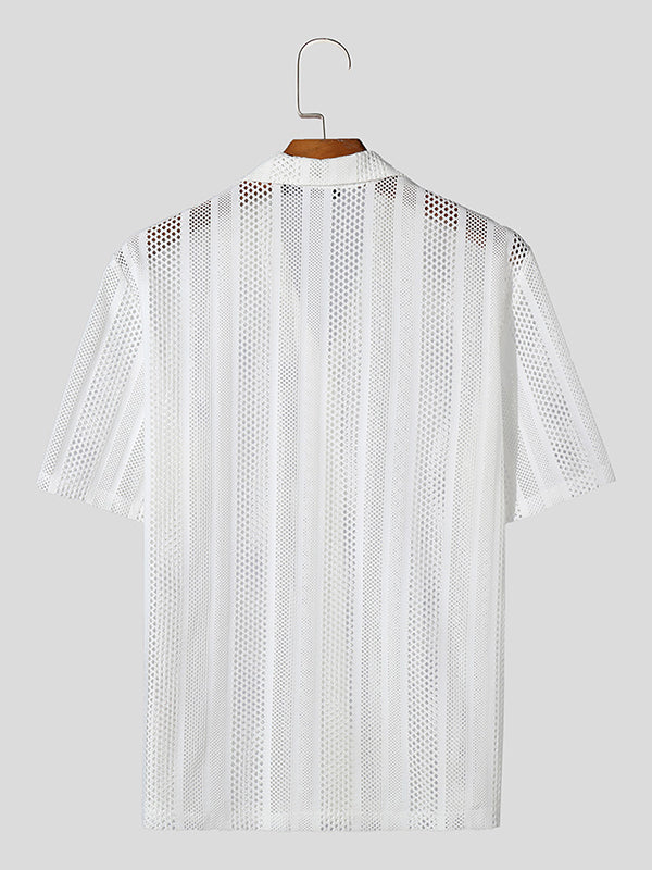 Mens Mesh See Through Short Sleeve Shirt SKUK57942