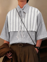 Men's Striped Lace Print Half Sleeve Shirt SKUL39409