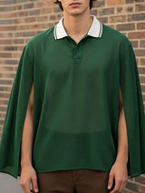 Men's Avant-Garde Sheer Chiffon Split Cape Sleeve Shirt SKUL60989