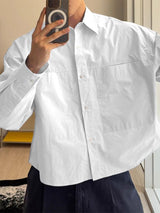 Men's Solid Color Large Pocket Long Sleeve Shirt SKUL41215