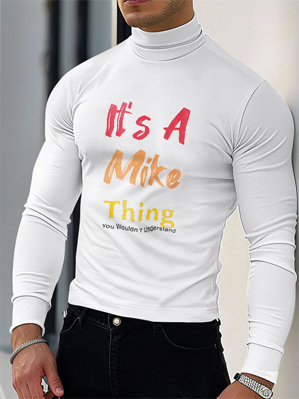 Mens Letter Print Slim-Fit Long-Sleeve T-Shirt SKUK77358