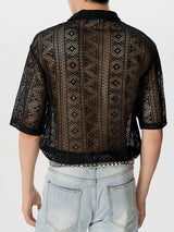 Men's Sexy Hollow Lace Loose Shirts SKUH98947