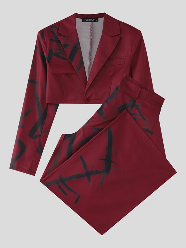 Men's Graffiti Print Casual Two Pieces Outfit SKUL38674