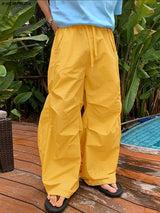 Men's High-Street Japanese Harajuku Drawstring Pleated Balloon Pant SKUL74741