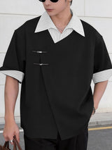 Men's Avant-Garde New Chinese Style 2-in-1 Layered Asymmetrical Shirt SKUL60171