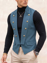 Men's Avant-Garde Victorian Double-Breasted Open-Front Tailored Waistcoat SKUL79522