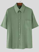 Men's Solid Color Semi Sheer Short Sleeve Shirt SKUL22408