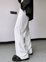 Mens Solid Casual Straight Pants With Pocket SKUK47978