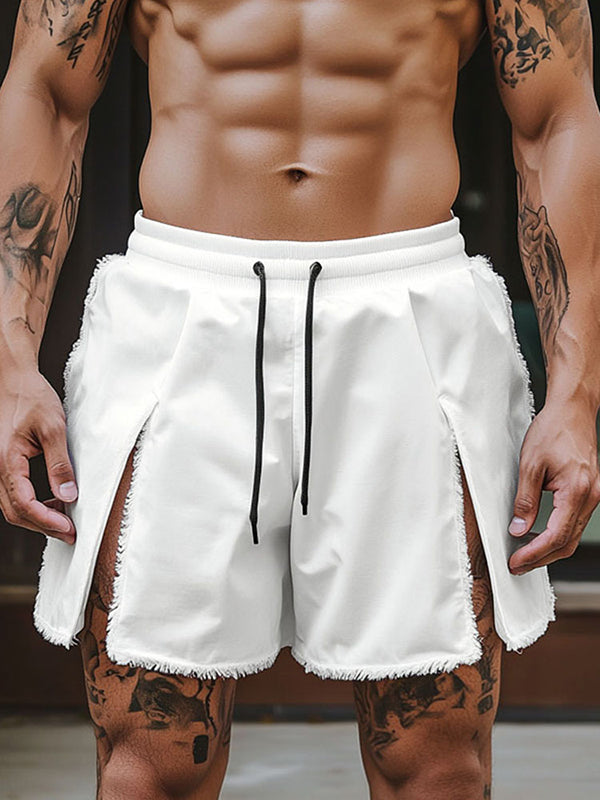 Mens Solid Color Slit Casual Short SKUL12449