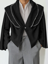 Mens Webbing Patchwork Textured Long-Sleeve Blazer SKUK92844