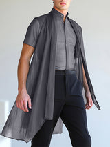 Mens Sheer Long Hem Short Sleeve Shirt SKUL05800