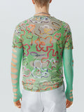 Mens Abstract Graffiti Print See Through T-Shirt SKUK14266